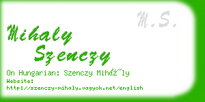 mihaly szenczy business card